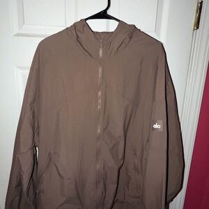 Alo Vantage Nylon Ripstop Track Jacket- Mushroom- Medium